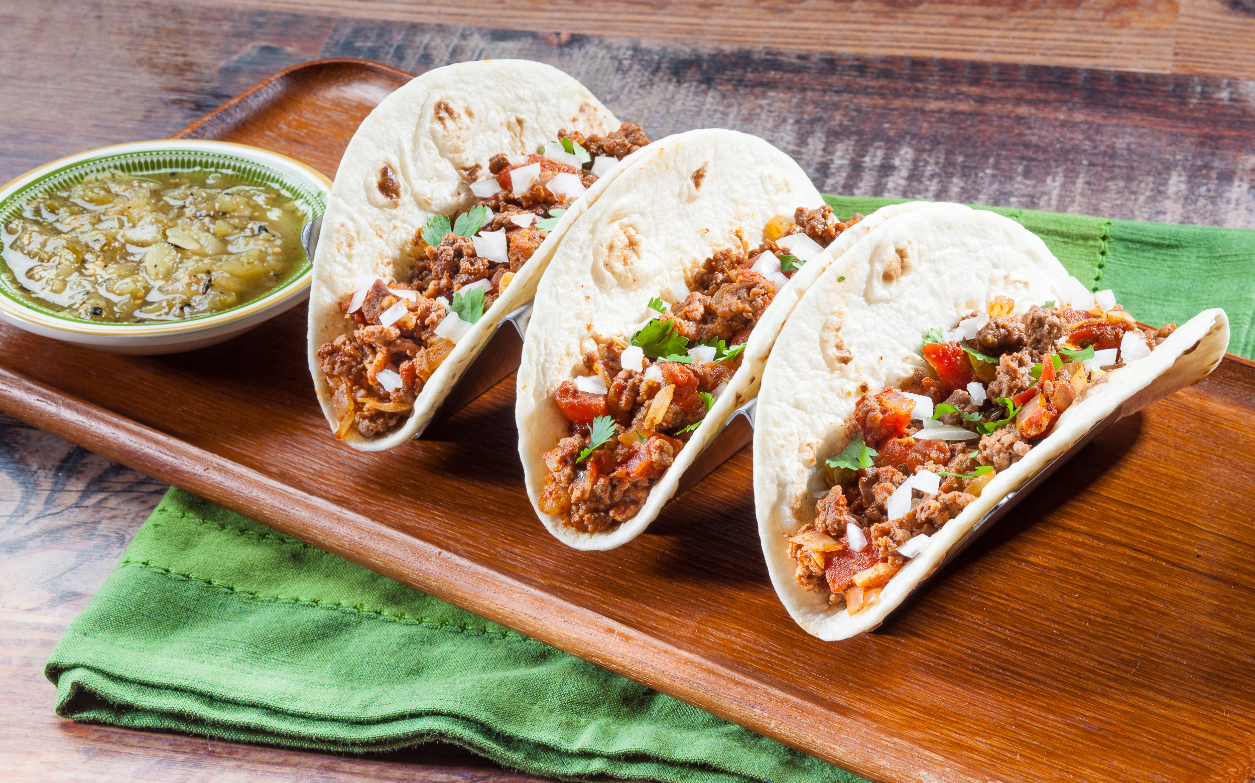 Picadillo Tacos with Tomatillo Salsa