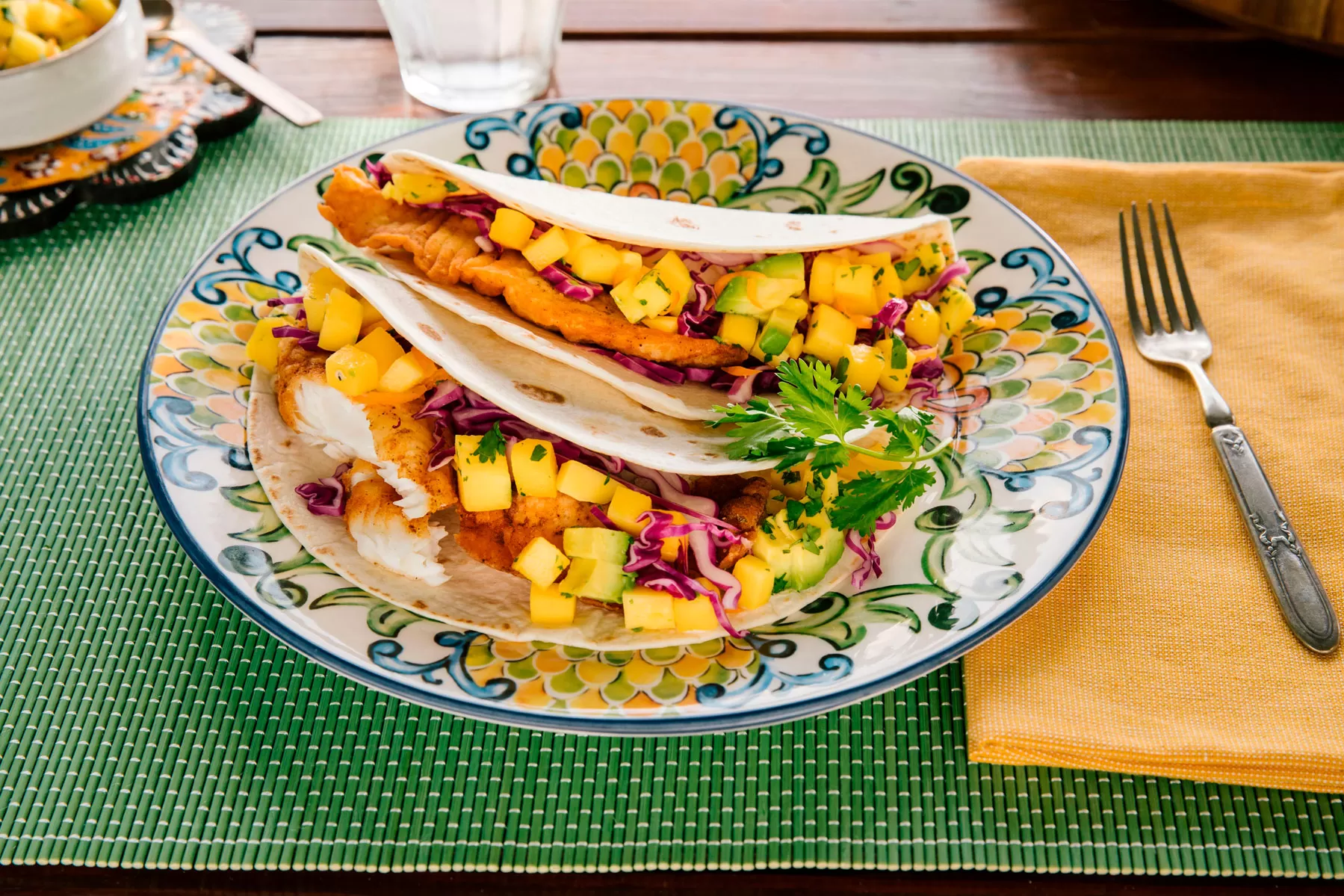 Crispy Fish Tacos with Mango Salsa